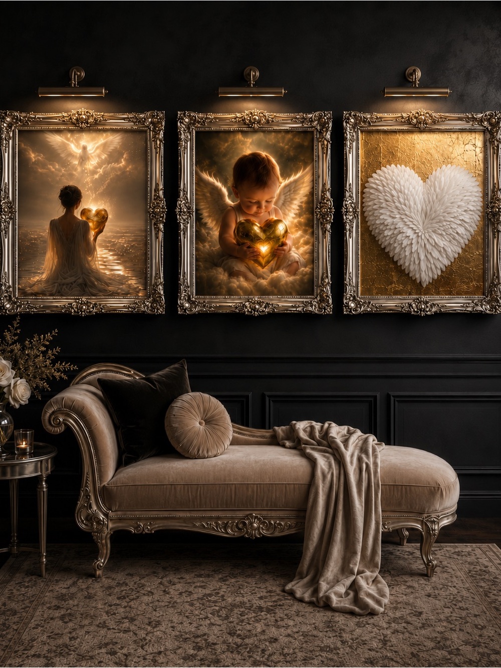 Heart of Gold | Angel Baby Memorial Wall Art Set of 3 Tri